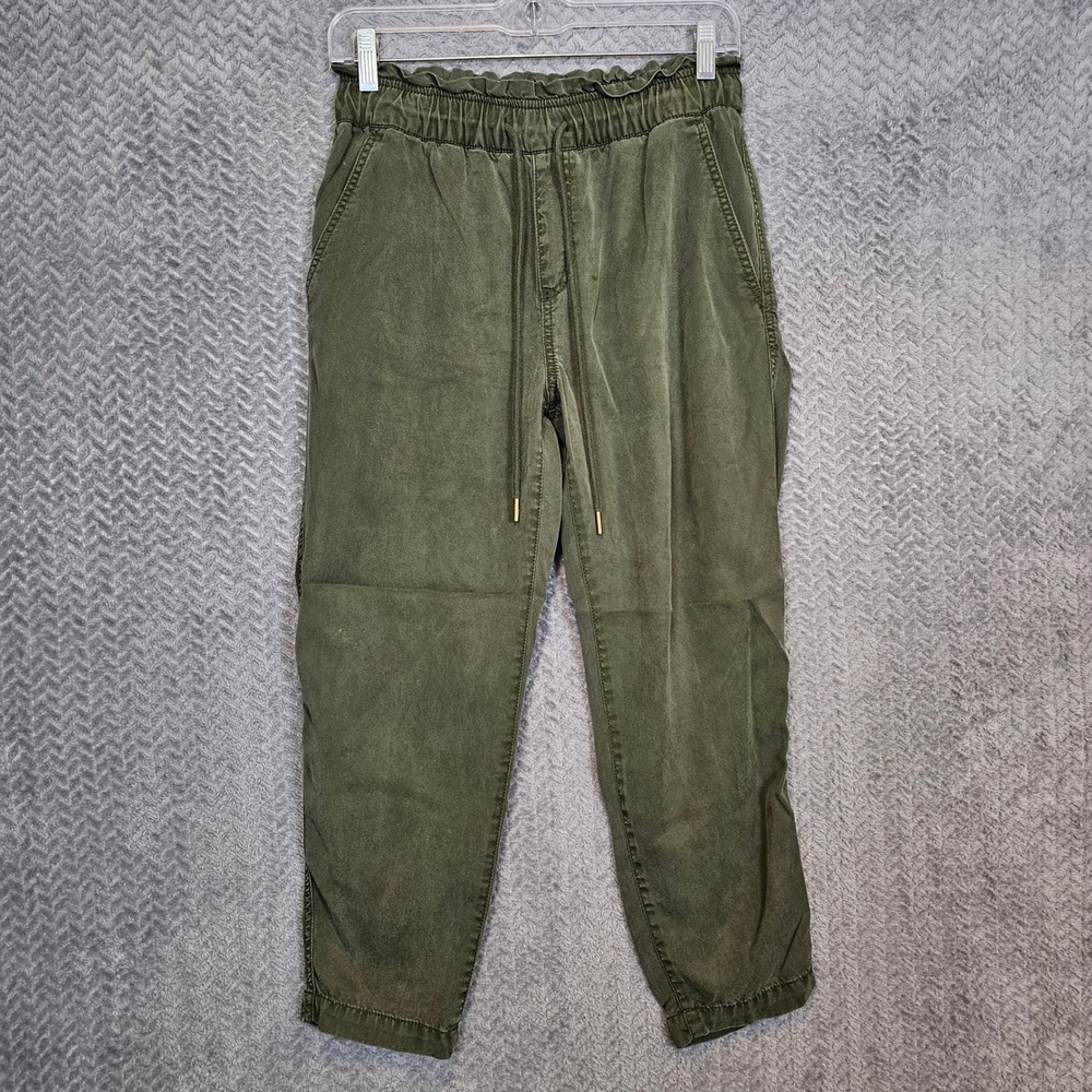 LOFT Olive Green Lyocell Paperbag Waist Jogger Pants Women XSP Petite Drawstring